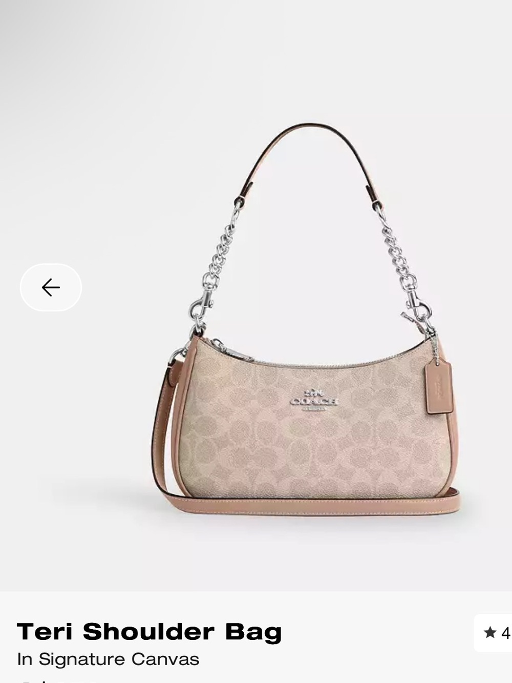 Coach Teri Shoulder Bag in Blush and Beige